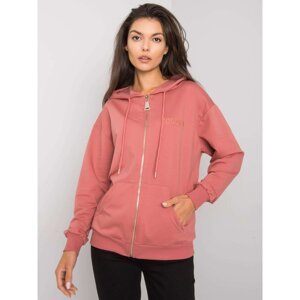 Dusty pink hoodie with a zip