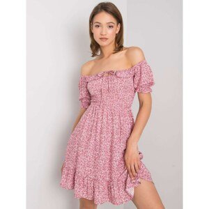RUE PARIS Dusty pink patterned dress with frill