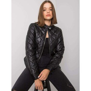 Black quilted jacket made of ecological leather