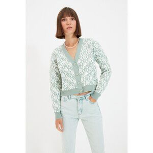 Trendyol Mint Jacquard Knitwear Cardigan