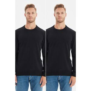 Trendyol Black Men's Slim Fit Crew Neck 2-Pack Sweater