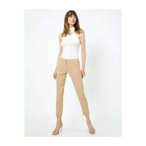 Koton Women's Brown Normal Waist Slim Fit Pocket Detailed Trousers