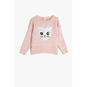 Koton Baby Girl Appliqué Long Sleeve Crew Neck Knitwear Sweater