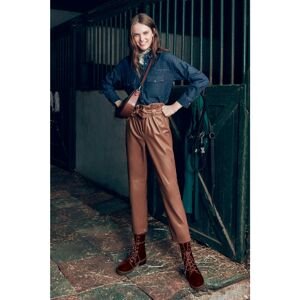 Koton Women's Brown Leather Look Trousers