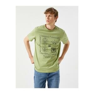 Koton Men's Green Printed T-Shirt