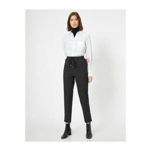 Koton Striped Waist Lacing Detail Carrot Trousers