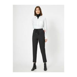 Koton Striped Carrot Pants with Lace-Up Detail at the Waist