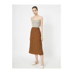 Koton Women's Brown Button Detailed Skirt