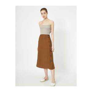 Koton Women's Brown Button Detailed Skirt