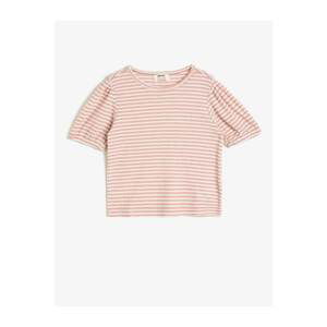Koton Girl Ecru Striped T-Shirt