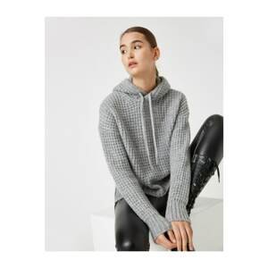Koton Women's Gray Hooded Long Sleeve Pullover