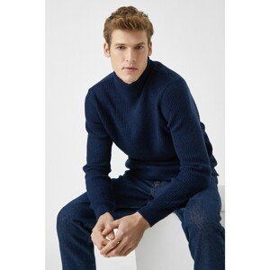 Koton Men's Blue Slim Fit Turtleneck Knitwear Sweater