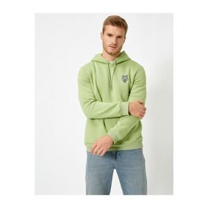 Koton Men's Green Hooded Long Sleeve Sweatshirt