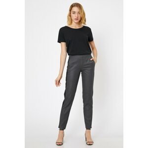 Koton Women's Gray Normal Waist Slim Fit Pocket Detailed Trousers