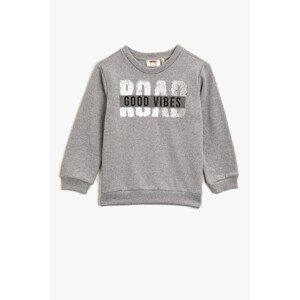 Koton Boy Gray Printed Crew Neck Long Sleeve Sweatshirt