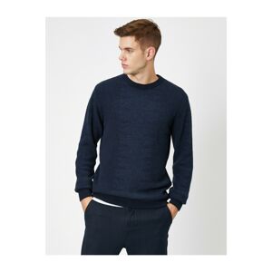 Koton Men's Navy Blue Patterned Knitwear Sweater