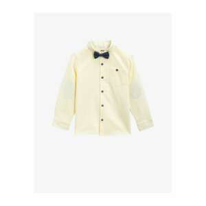 Koton Boy's Yellow Cotton Bow Tie Classic Collar Long Sleeve Shirt