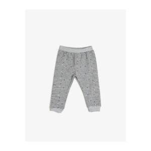 Koton Baby Girl Gray Striped Heart Printed Sweatpants