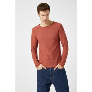 Koton Men's Red Crew Neck Long Sleeve Pullover