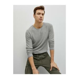 Koton Men's Gray Basic Cotton Long Sleeve Sweater