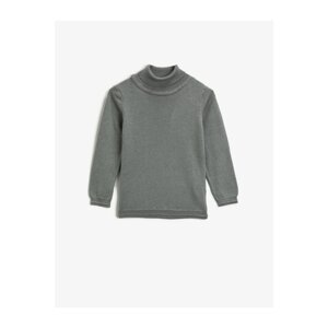 Koton Boy Gray Cotton Turtleneck Basic Long Sleeve Sweater