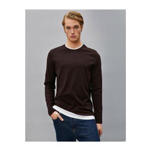 Koton Men's Claret Red Crew Neck Long Sleeve Basic Sweater