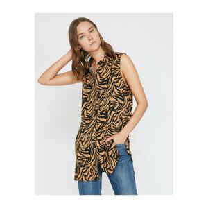 Koton Women's Black Zebra Patterned Shirt