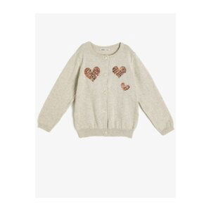 Koton Girl Ecru Sequin Detailed Knitwear Cardigan