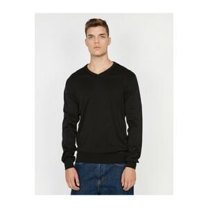 Koton Men's Black V-Neck Sweater