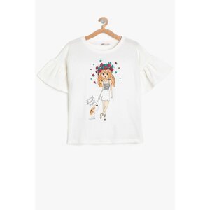 Koton Ecru Girl Printed T-Shirt