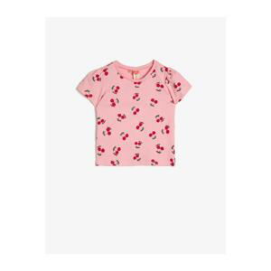 Koton Girl's Pink Printed T-shirt