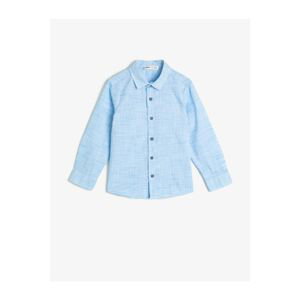 Koton Boy's Long Sleeve Classic Collar Shirt Made of Polka Dot Linen
