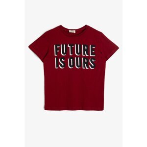 Koton Boy Claret Red Printed T-Shirt