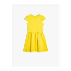 Koton Girl's Yellow Crew Neck Dress