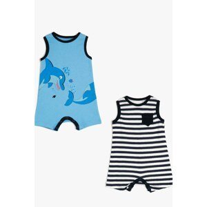 Koton Baby Boy 2-Piece Printed Striped Snap-On Jumpsuit Set
