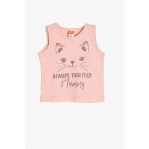 Koton Girl Pink Cat Printed Singlet