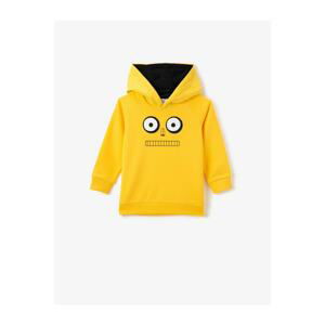 Koton Boys Yellow Cotton Hooded Long Sleeve Printed Sweatshirt