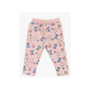 Koton Baby Girl Pink Cotton Printed Normal Waist Sweatpants