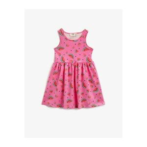 Koton Girl Pink Printed Sleeveless Cotton Dress