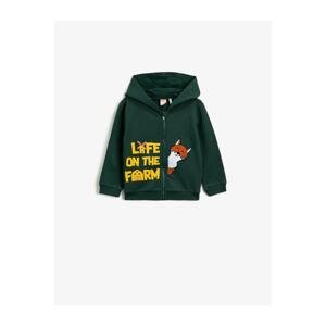 Koton Cotton Hooded Letter Printed Embroidered Sweatshirt