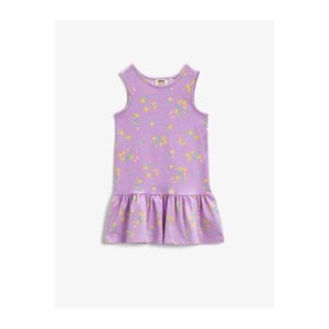 Koton Girl Purple Printed Sleeveless Dress
