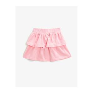 Koton Girl Pink Layered Cotton Skirt