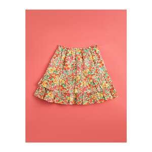 Koton Girl Pink Women's Floral Layered Cotton Skirt