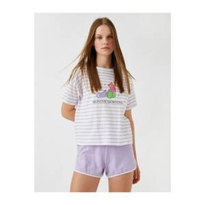 Koton Striped Cotton Printed T-shirt