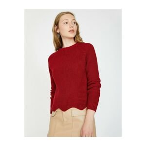 Koton Women's Red Crew Neck Long Sleeve Knitted Sweater
