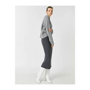 Koton Women's Gray Midi Knitwear Skirt