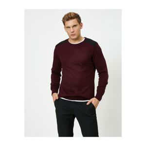 Koton Men's Claret Red Crew Neck Knitwear Sweater