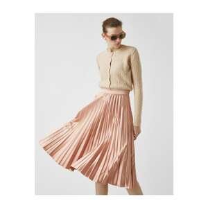 Koton Women's Pink Pleated Midi Skirt