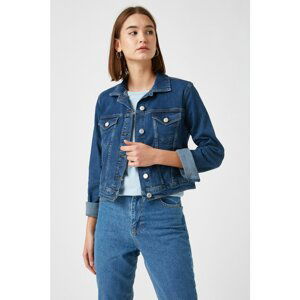 Koton Women's Blue Cotton Denim Jacket