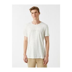 Koton Men's White Printed T-Shirt Crew Neck Cotton